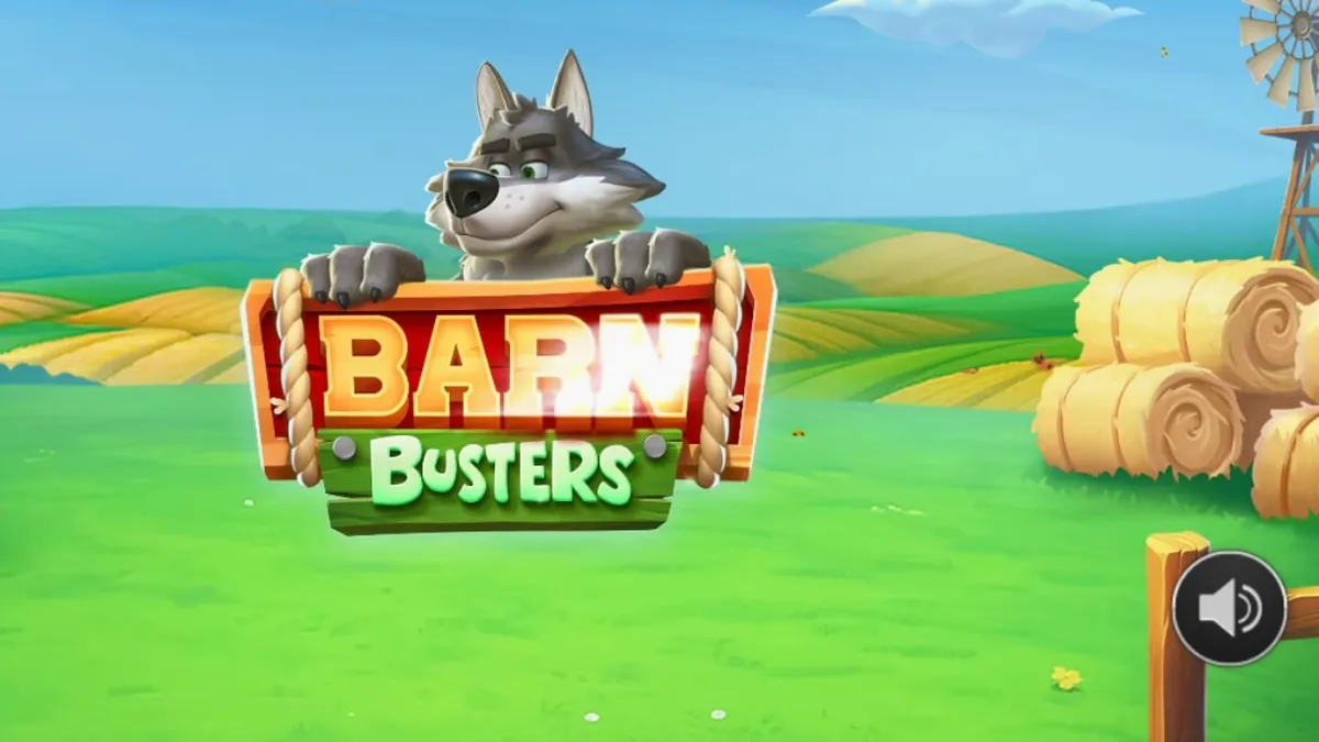 Barn Busters স্লট গেমের একটি দৃশ্য যেখানে খামারের থিম এবং প্রাইজ হুইল দেখা যাচ্ছে